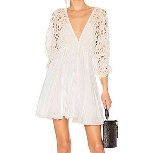 Free People One Bella Note White Eyelet mini dress